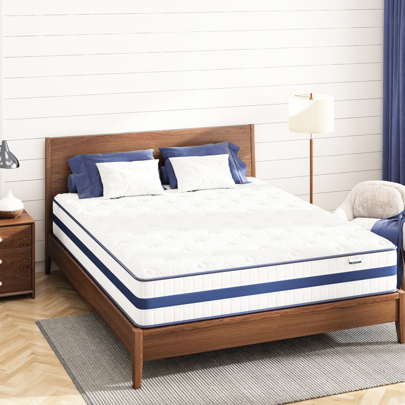 Très grand matelas de 12 pouces dans une boîte - Isolation de mouvement, confort à deux couches, soutien pour la mousse à mémoire de forme rafraîchissante pour personnes âgées, ressorts ensachés individuellement, confort simple