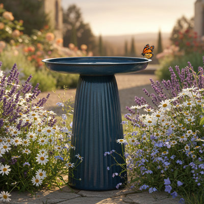 Gleeful Garden Metal Outdoor Bird Bath