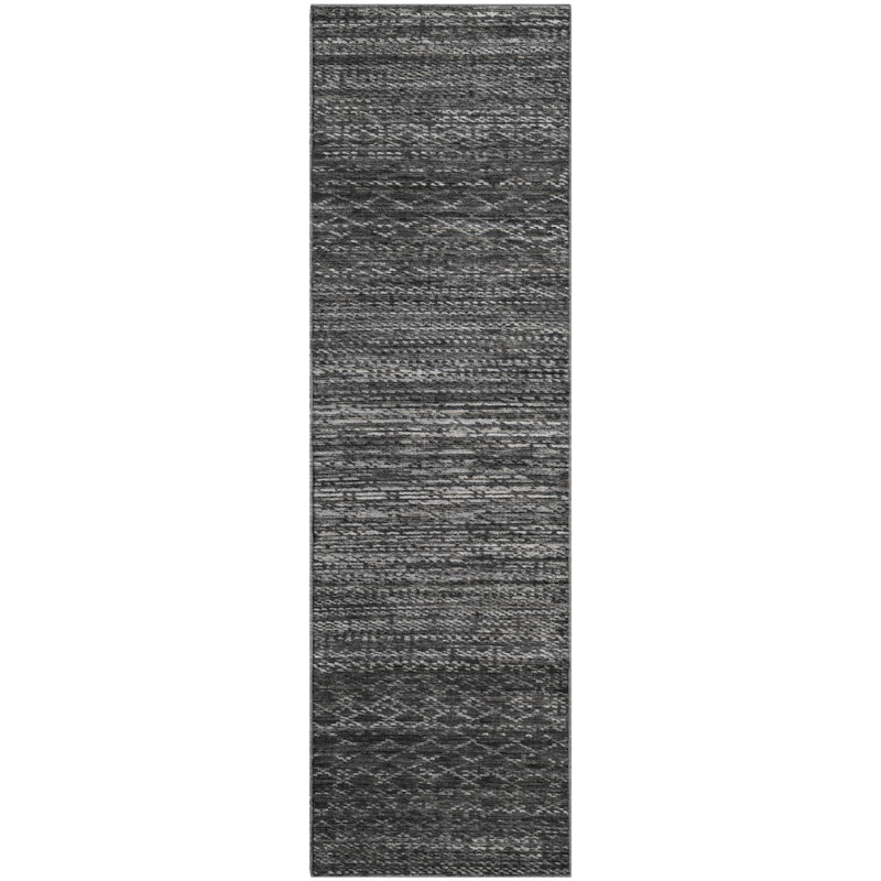 Premium Machine Washable Mayfield AMF2150 Striped Rug, Runner 2'3" x 7'6", Charcoal