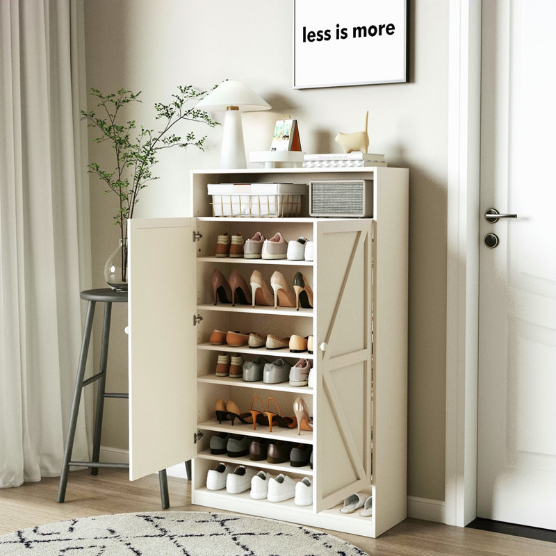 Double Door Multi-Functional Shoe Cabinet, Large Storage Space, 8 Layers Of Partition Storage Cabinet