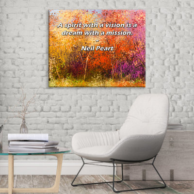Artsy Quote "A spirit with a vision is a dream with a mission." By Neil Peart Gallery Wrapped Canvas