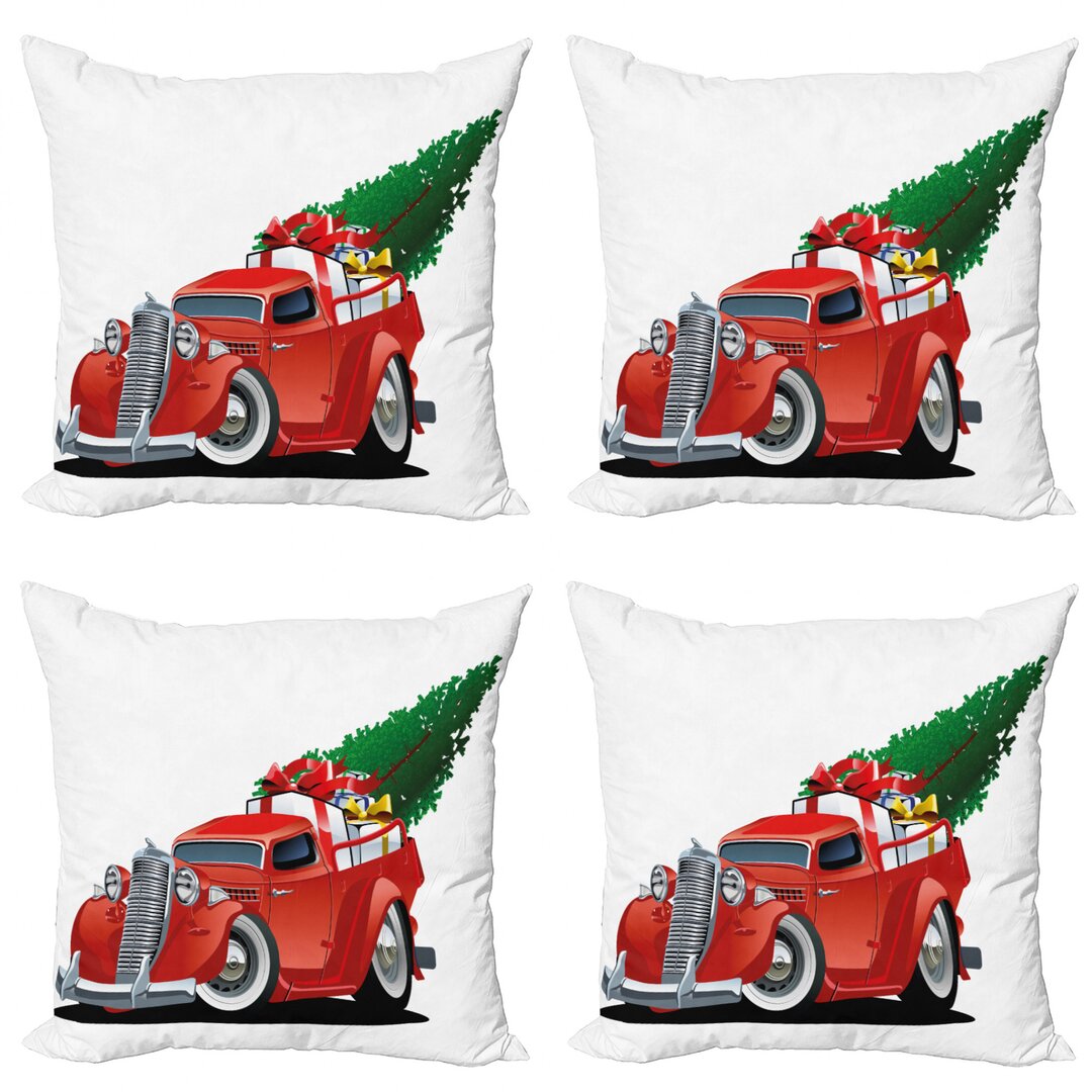 Dekokissen Kissenbezug, Red American Truck, Weihnachten, Grün Weiß