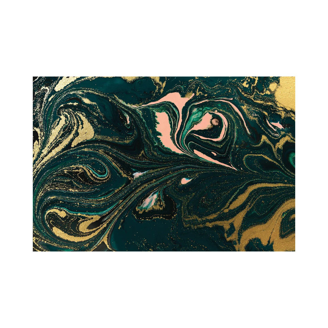 Salmon Gold Green Marble by EnShape - Wrapped Canvas Print