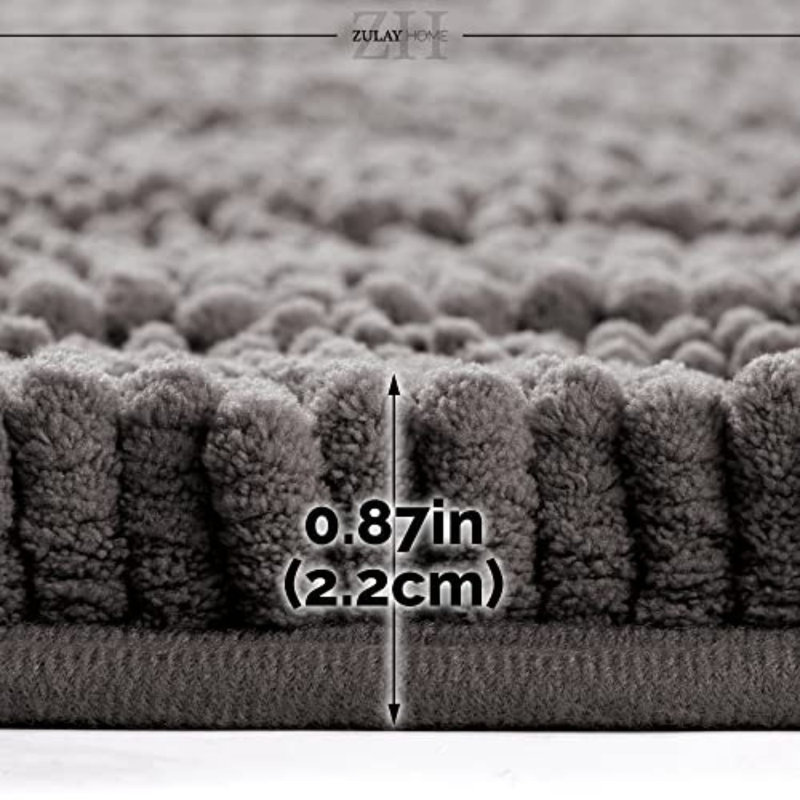 Zulay Home Soft Shaggy Bathroom Rug - Ultra Absorbent Bath Mats For Bathroom Non Slip Carpet - Microfiber Thick Bath Rugs For Bathroom, Under The Sink, Bedroom, Shower (Stone Gray, 20"X30")