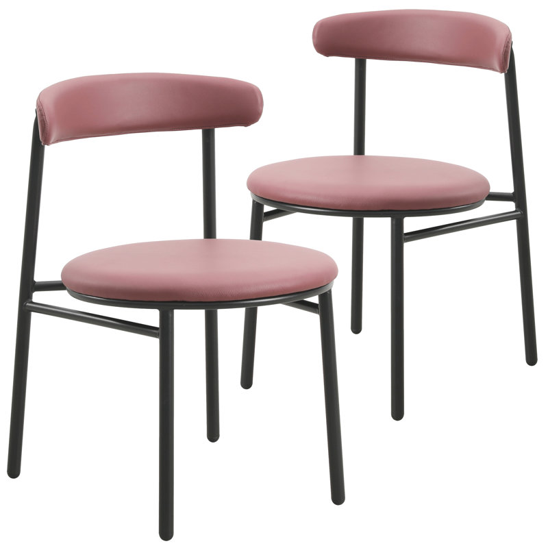 Ensemble de 2 chaises de salle à manger en polyester avec pieds en acier Larue, Bourgogne