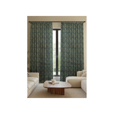 Gris foncé avec tissu en lin blanc cassé à motif floral Hanmdade, rideaux à plis pincés 100% occultant et obscurcissant