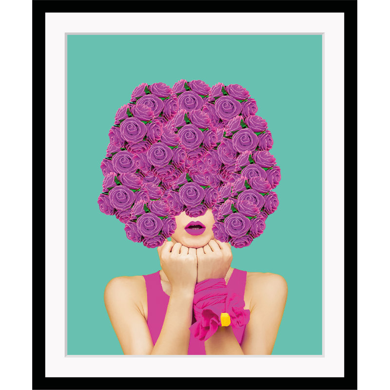 Woman with Flowers 1 Piece Single Picture Frame Wall Art