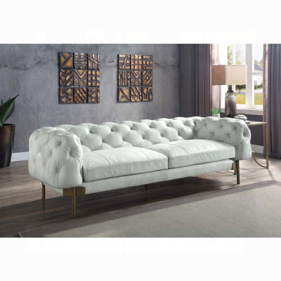 Ragle Chesterfield Leather Sofa With Diamond Tufting