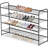 Long 4 Tier Shoe Rack For Closet Metal Wide Shoe Organizer For Entryway, Bedroom, Floor, Holds 30 Pairs Men Sneakers Stackable Shoe Storage Shelf With Wire Grid-421165897
