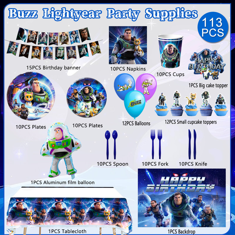 133 Pcs Buzz Lightyear Birthday Decorations