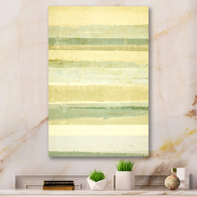 Art moderne vert et beige - Décoration murale moderne et contemporaine sur toile, H 12 po x l 8 po x P 1 po, Toile tendue