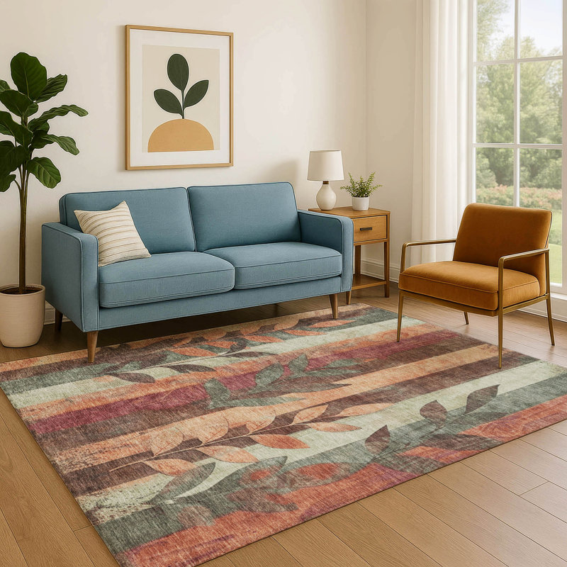 Premium Machine Washable Medena AMF1871 Floral Rug, Rectangle 3' x 5'