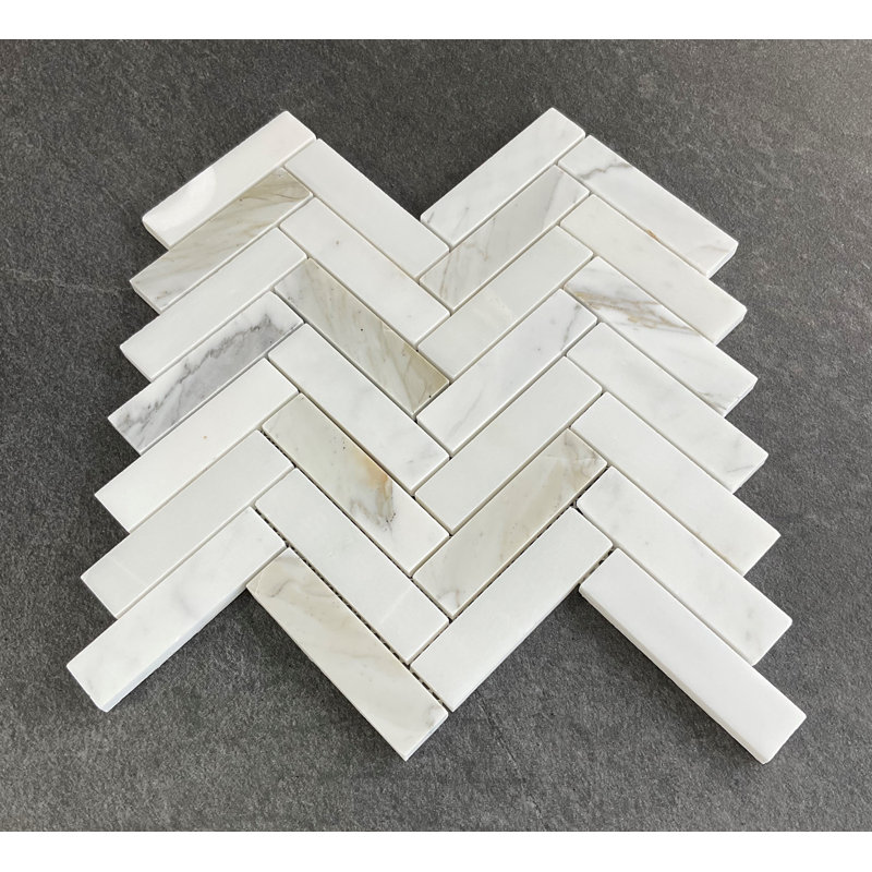 1" x 4" Natural Stone Herringbone / Chevron Mosaic Wall & Floor Tile