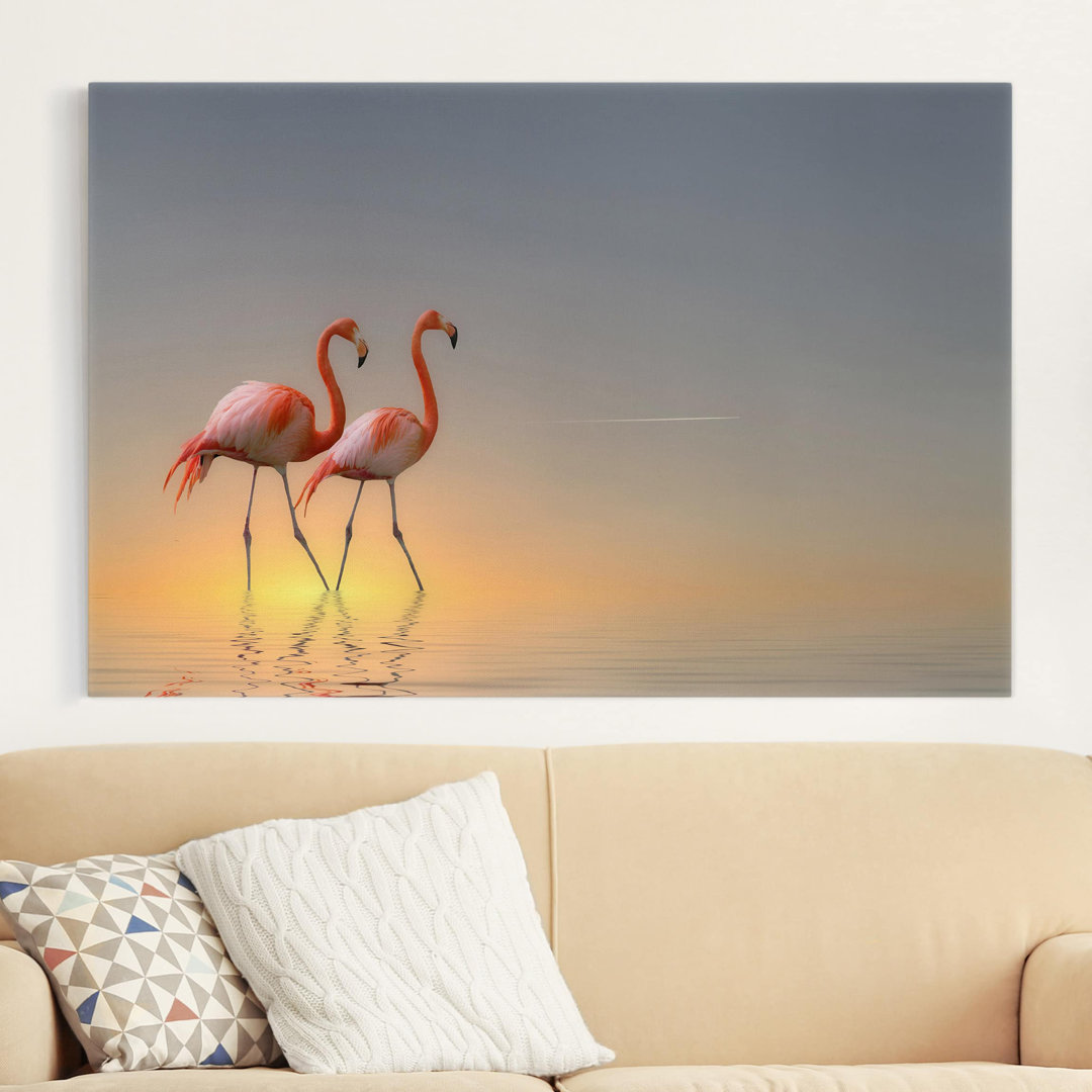 Leinwandbild Flamingo Love