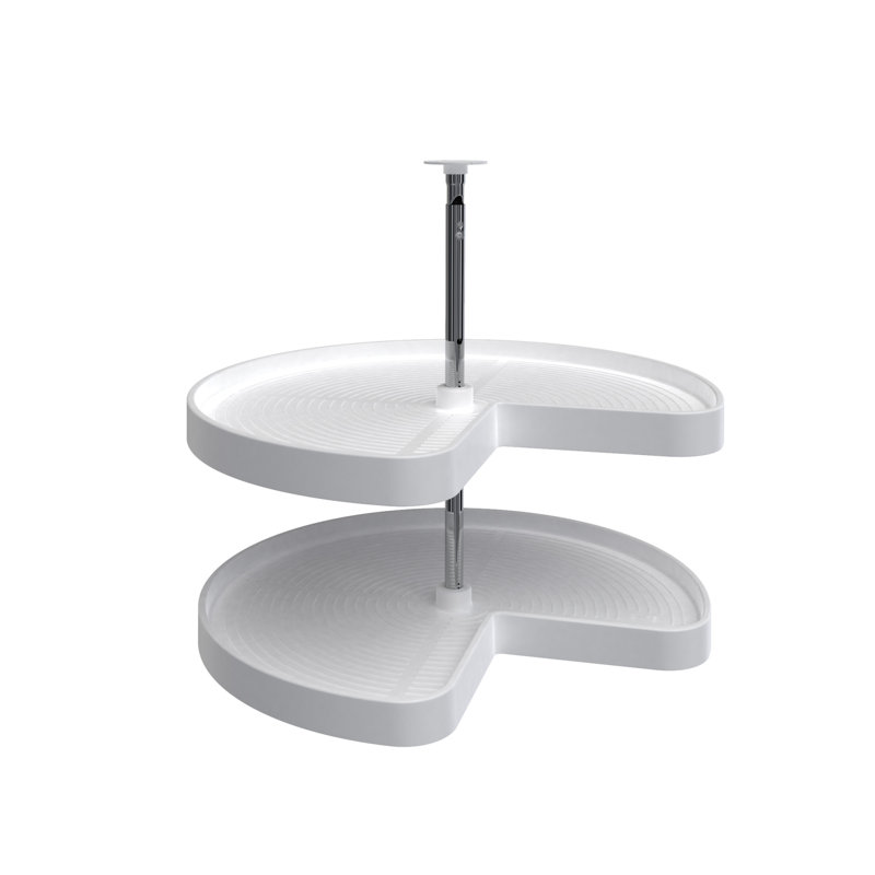 Plateau tournant à 2 tablettes en polymère pour armoires d'angle, L 32 po, Blanc