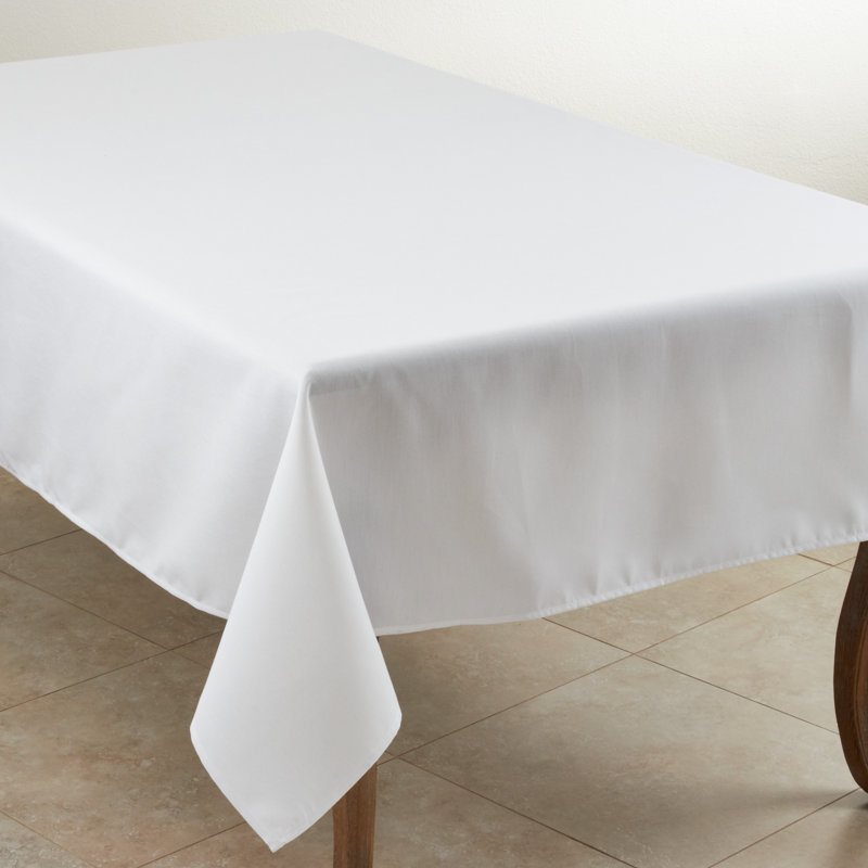 Sherry Polyester Tablecloth, 120" L x 65" W, White
