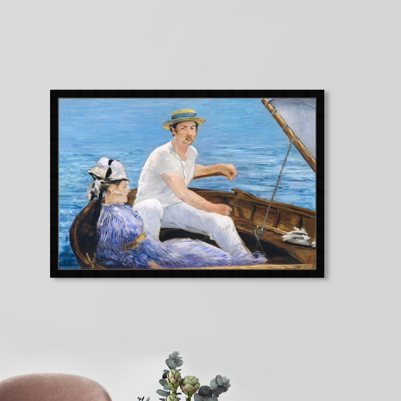Manet - Boating - impression encadrée, H 20 po x l 30 po x P 0,5 po, Noir