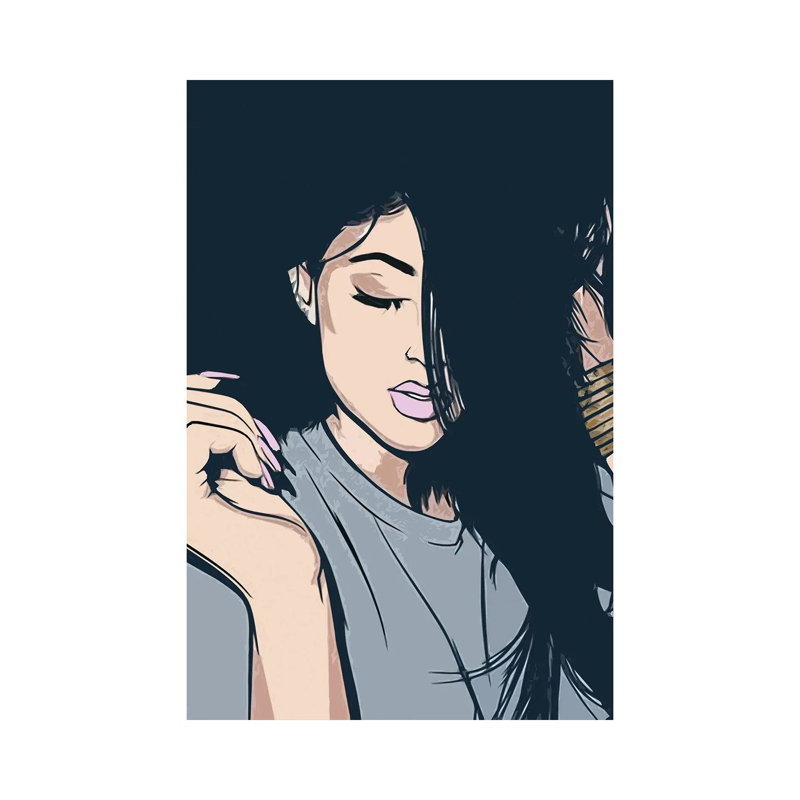 «Girl with Black Hair» par - Toile tendue, H 40 po x l 26 po x P 1,5 po