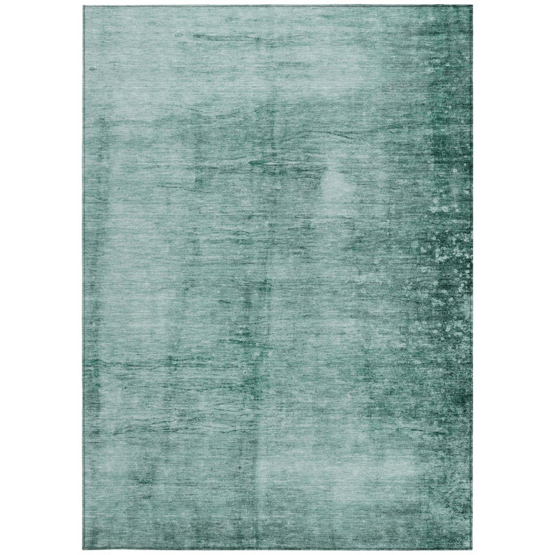 Tapis extérieur bleu sarcelle et ivoire lavable abstrait 9 pi x 12 pi bleu sarcelle et ivoire