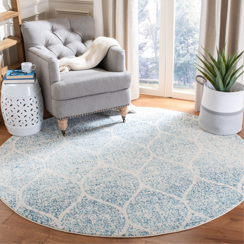 Balcom Performance Geometric Rug, Round 6'7"