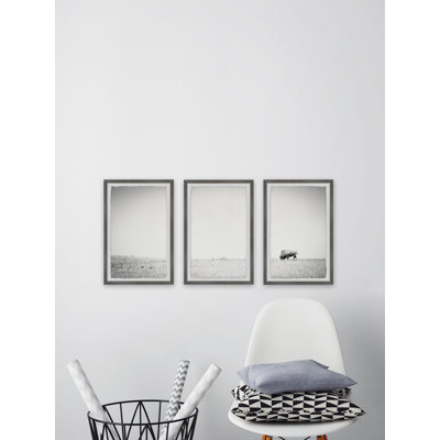 Marmont Hill - 'A Lone Bison Triptych' 3 Piece Print on Paper