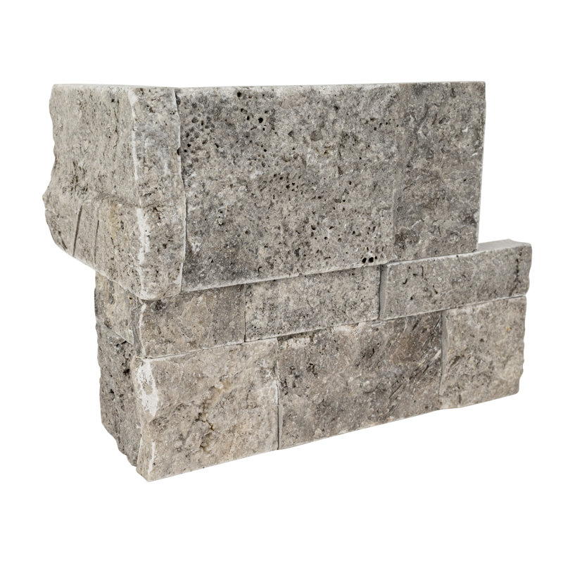 Stonecrest 9 in. x 18 in. Split Face Natural Stone Ledger Corner Wall Tile, Argento Way