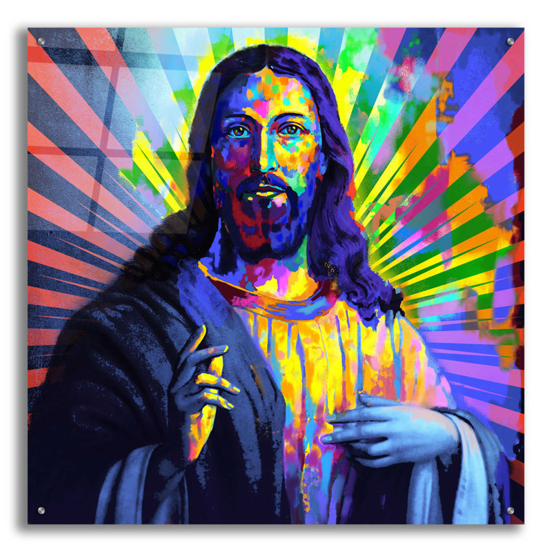 Colorful Christ Acrylic Glass Religious Wall Art
