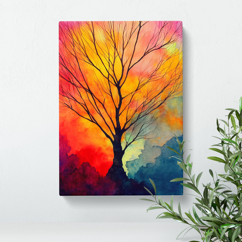 Wonderful Painted Tree No.1 - Wrapped Canvas Print, 50cm H x 35cm W x 3cm D