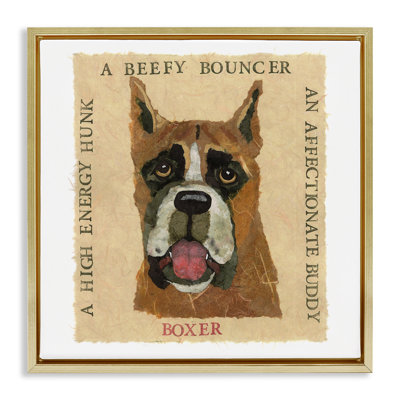 "Fun Boxer Pet", art mural encadré flottant par Nancy Overton
