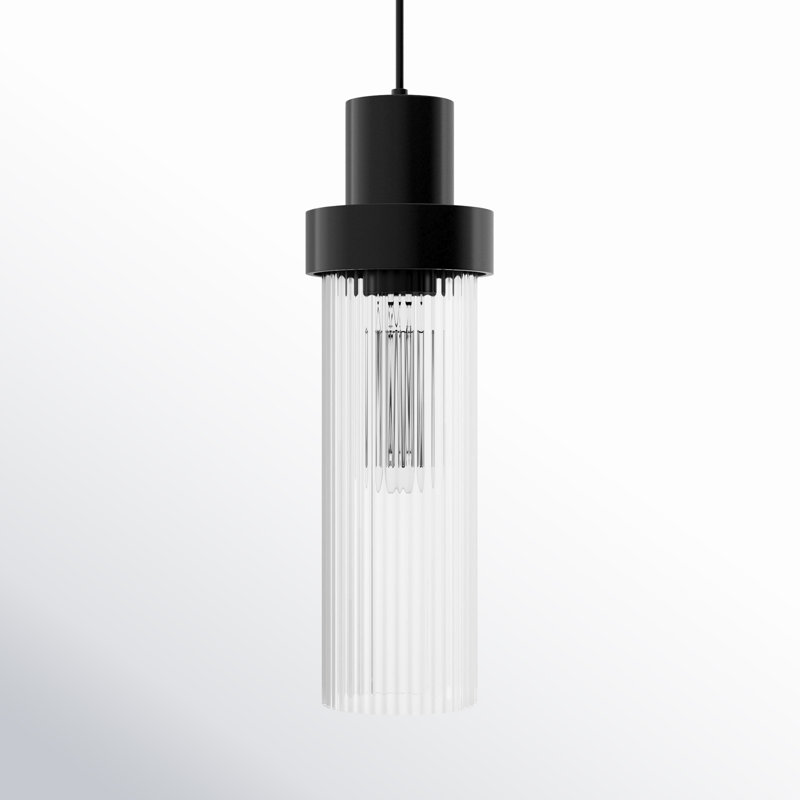 Luminaire suspendu cylindrique à 1 lumière Hermit, Noir mat