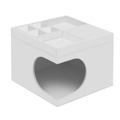 Creamy White Cat Storage Stand: Construction, With Resting Place And Table In Pure White: Surface, Space Rest Area