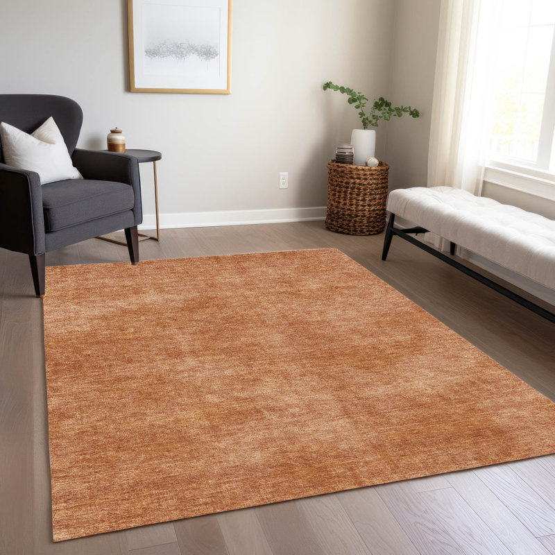 Paprika Rectangular Synthetic Easy Care Washable Rug 3' x 5'