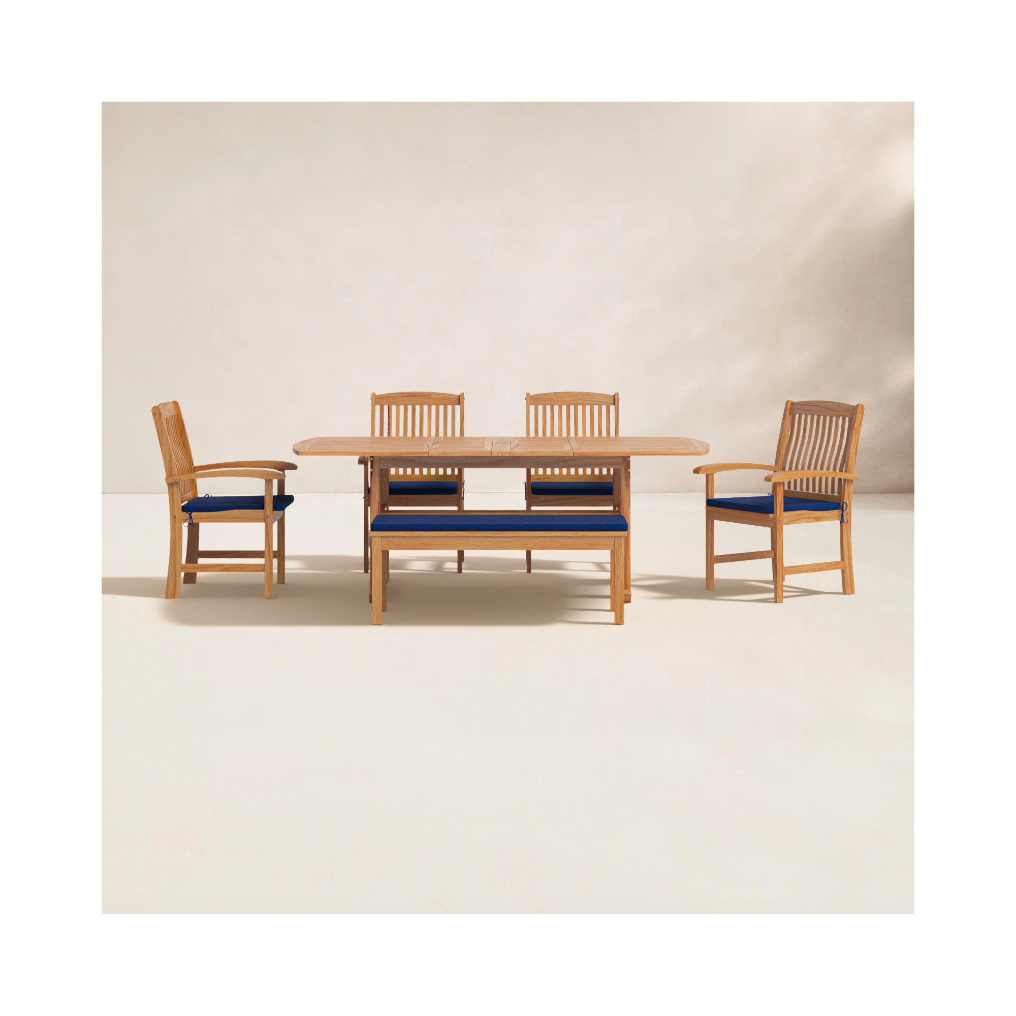 Narelle 84.5'' Rectangular 6 - Person Outdoor Dining Set with Cushions, Navy