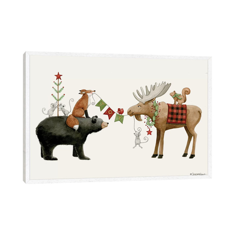 Joy Banner 1 Piece Painting on Canvas, 66.04cm H x 101.6cm W x 3.81cm D, White Floater Framed