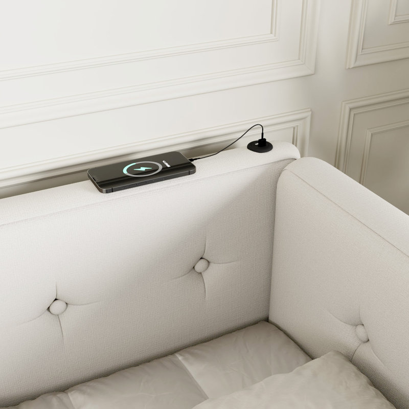 Upholstered Queen Size platform bed, Queen