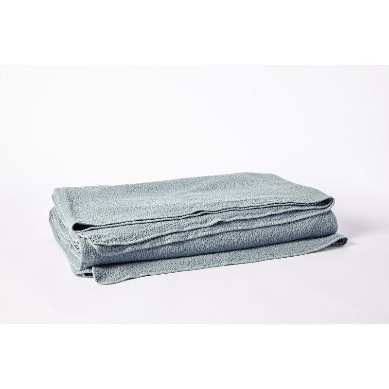 Cascade Organic Matelasse Blanket, King Coverlet, Lagoon