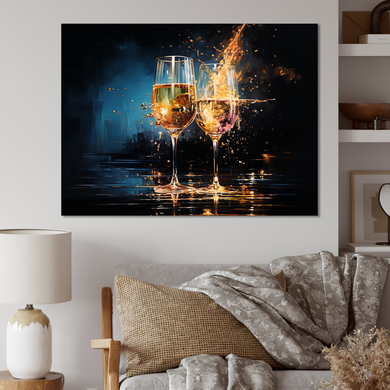 «Wine Claret Brillance Cheers - Wine», art mural, Toile tendue, H 12 po x l 20 po x P 1 po