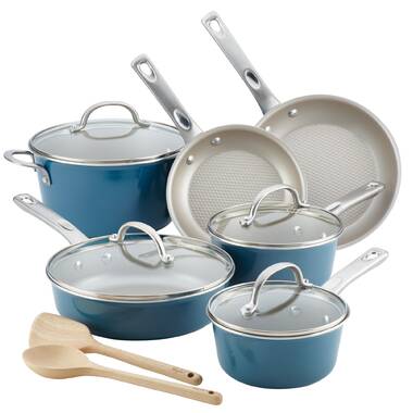 CAROTE 11-Piece Nonstick Cookware Set with Detachable Handles - White