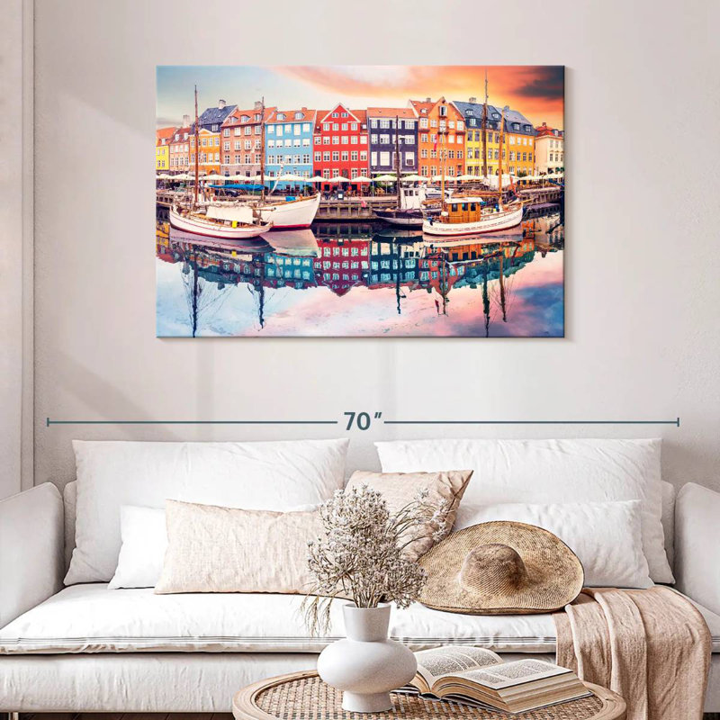 Ravi, quartier coloré de Nyhavn, H 30 po x l 45 po