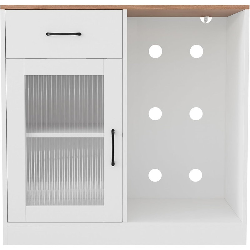 Meuble-bar à vin moderne avec mini-frigo, Brown + White