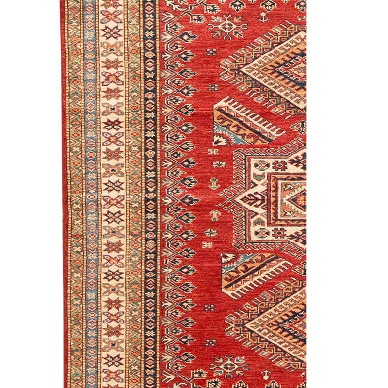 Tapis noué à la main de qualité unique en rouge / beige