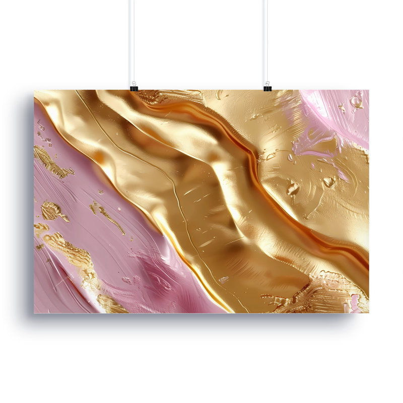 Abstract Wall Art, Metallic Gold Canvas, Flowing Print, Modern Home Decor, Wrapped Canvas Art, Horizontal Vertical Art