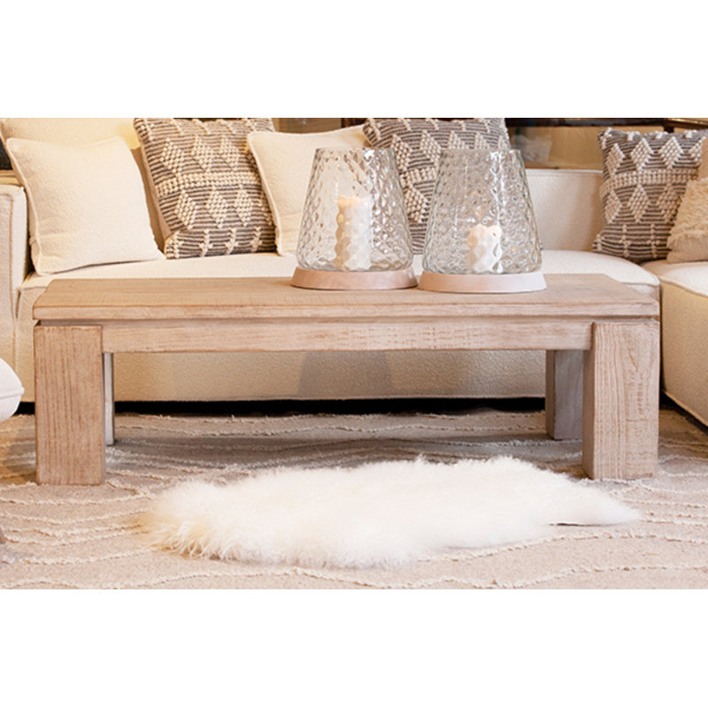 Vireo Solid Wood Top Nesting Coffee Table, White Wash/Brown