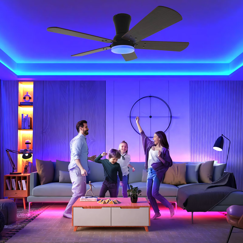 Ventilateur de plafond à DEL 42 po à 5 pales et à intensité variable réversible avec ensemble d'éclairage et télécommande