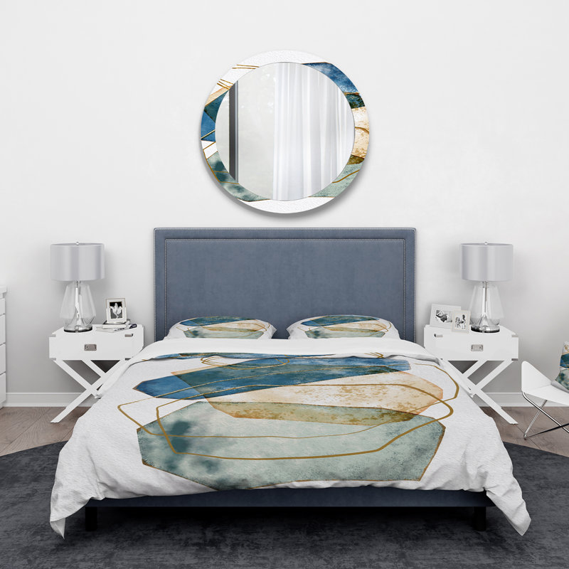 Minimal Geometric Stones I - Ensemble de housse de couette moderne - Microfibre de polyester