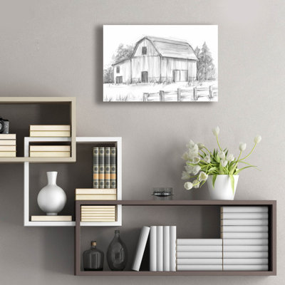  'Black And White Barn Study 2' by Ethan Harper Acrylic Glass Wall Art, 36" x 24"