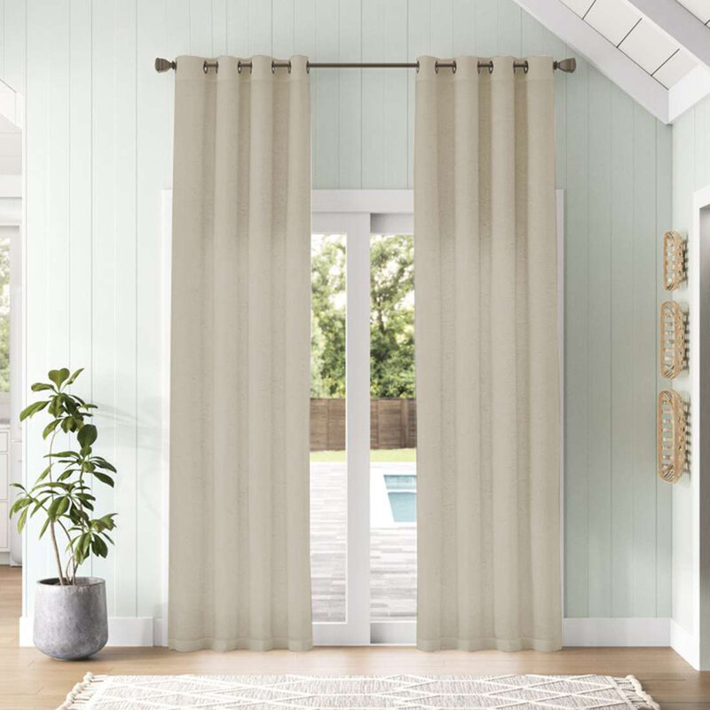 2 panneaux de rideaux en lin tissés transparents avec œillets Lyla, Mur du château, L 52 po x L 84 po