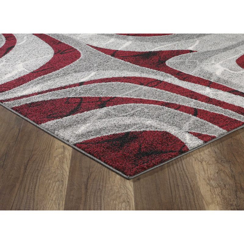 Tapis rouge / gris Evgeniy, Rectangle 2 pi x 3 pi