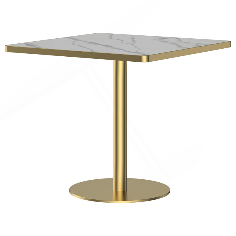 Table carrée bistro moderne tulipe 31,5 pouces avec plateau en faux marbre, facile à assembler, structure en métal robuste