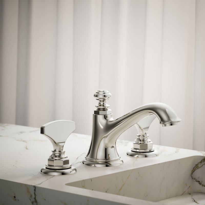 Artifacts Widespread Bathroom Sink Faucet Handles, Vibrant Polished Nickel